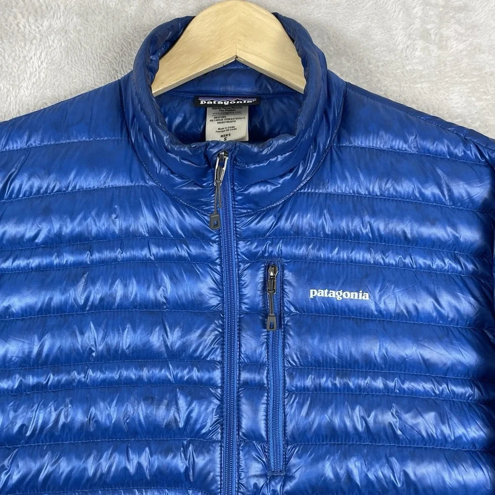 Patagonia Ultralight Down Jacket Mens Small Blue Puffer Full Zip Outdoor 84755